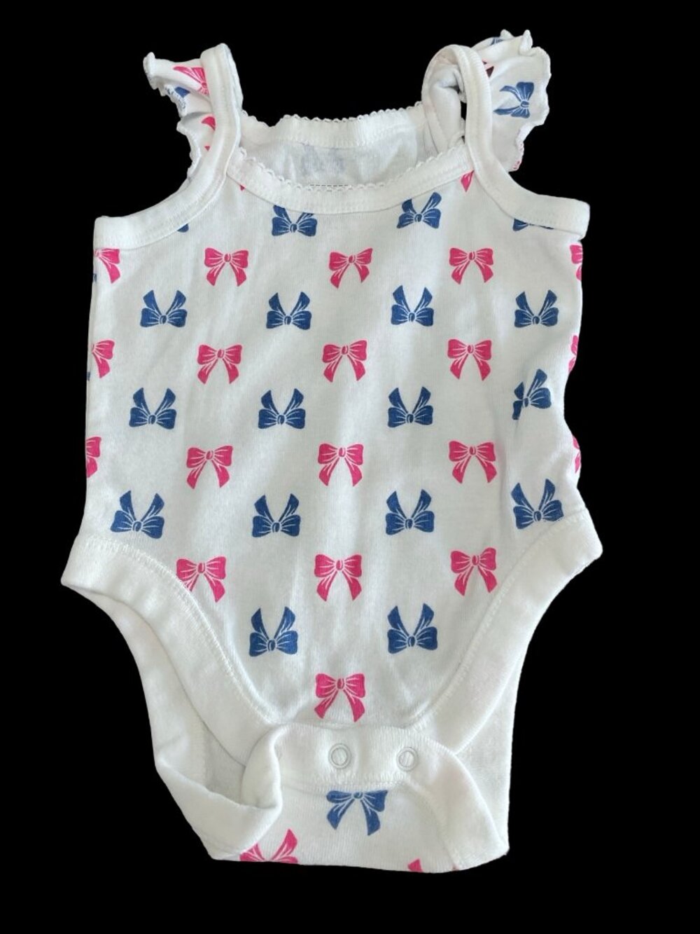 👣 10/$25 - White/Pink/Blue Bow Print Tank Top Onesie